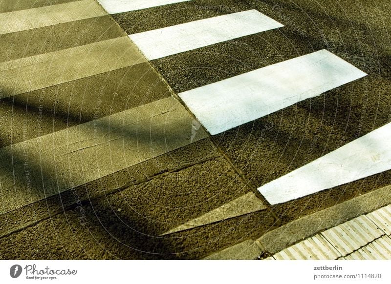 Zebra crossing (partly renovated) Street Road traffic Signs and labeling Pedestrian Road sign Stripe Joist Bright Dark White Asphalt Pedestrian crossing