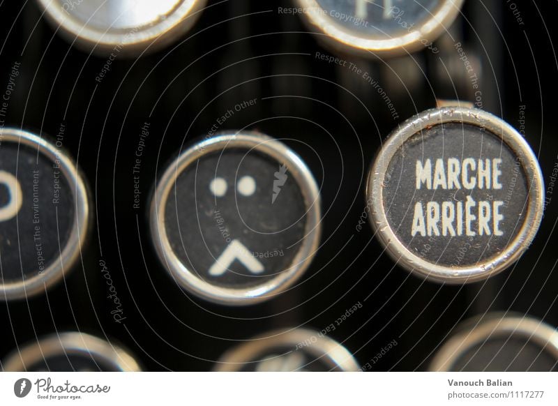 Smiley on old typewriter 1/3 Sign Characters Digits and numbers Signs and labeling Emotions Moody Sadness Concern Grief Fatigue Reluctance Disappointment