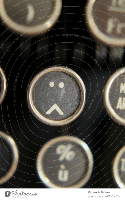 Smiley on old typewriter 2/3 Sign Sadness Concern Grief Lovesickness Fatigue Reluctance Pain Longing Homesickness Wanderlust Disappointment Loneliness