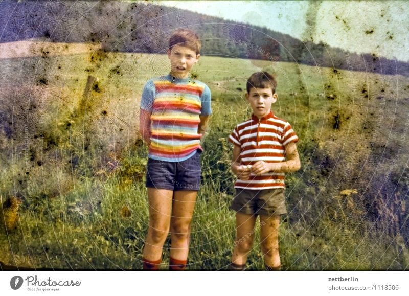 Lutz and Thomas, 1971 Child Boy (child) Vacation & Travel Travel photography Landscape Hill Former Past Infancy Childhood memory Portrait photograph Colour