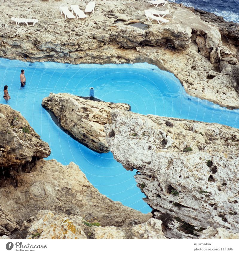 cool pool Swimming pool Ocean Clean Deep Physics Summer Hotel Rich Fine Loneliness Together Night 2 Joy Playing Water Blue Swimming & Bathing Freshwater Rock