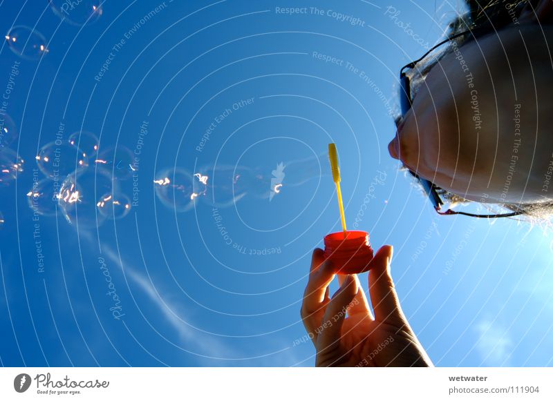 Bubbles 1 Soap bubble Summer Sky Air Joy Transience blubble Blow child fun