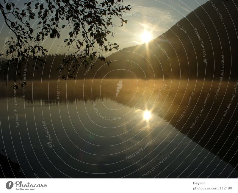 Morning mood at the lake Lake Wake up Sunrise Autumn Calm Transience morning idyll the day comes Coast