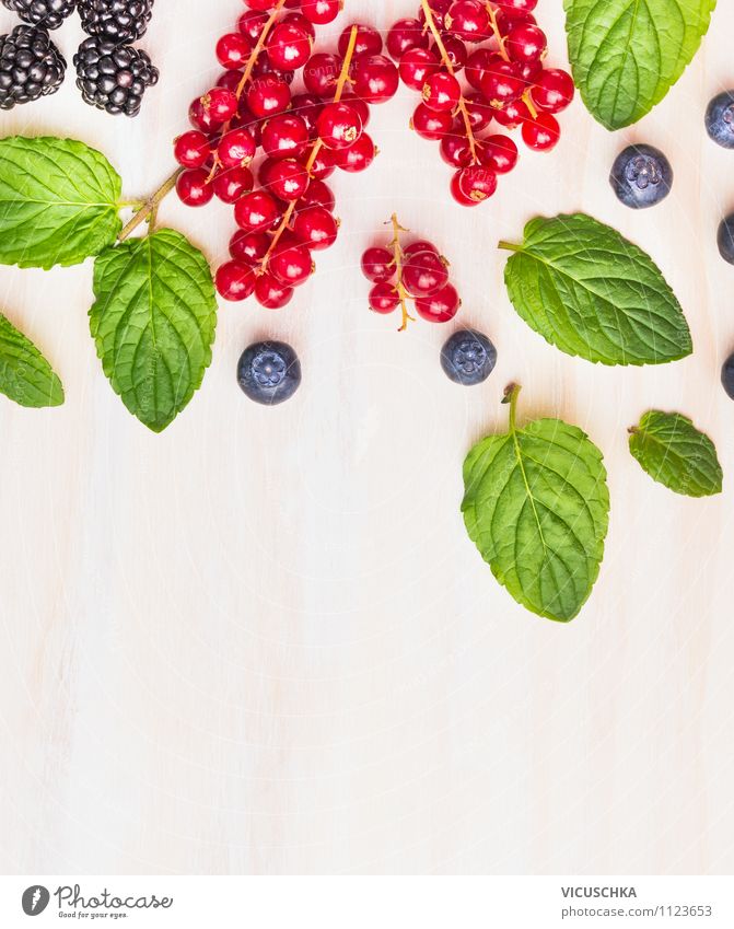 Mint leaves with summer berries Food Fruit Herbs and spices Nutrition Breakfast Organic produce Vegetarian diet Diet Juice Lifestyle Style Design Healthy Eating