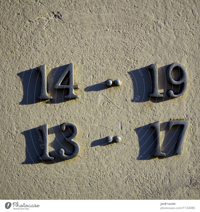 Time span by numbers Design Typography Metal Digits and numbers Period of time Traces of time Simple Shadow play Three-dimensional Surface Drop shadow Colon