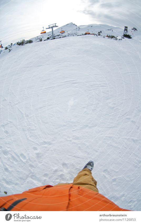 Winter sports on the ski slope Joy Leisure and hobbies Snowboarder Vacation & Travel Tourism Winter vacation Sports Sportsperson Ski run Human being Masculine