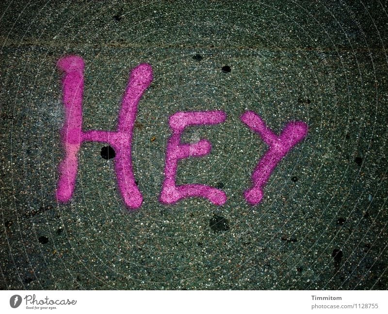 hey Street Characters Dark Simple Gray Violet Black Emotions Action Asphalt Considerable Colour photo Exterior shot Deserted Copy Space bottom Day