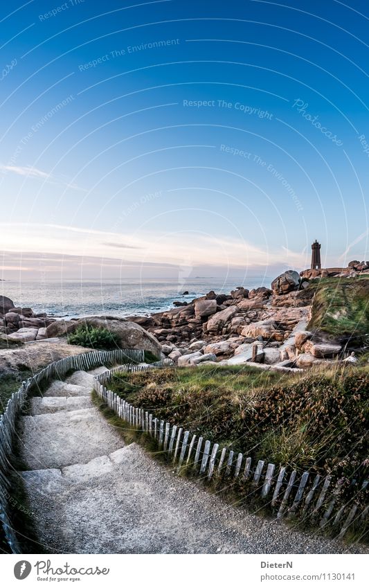 routes Environment Landscape Earth Sand Water Sky Clouds Sunrise Sunset Sunlight Weather Beautiful weather Grass Bushes Coast Ocean Atlantic Ocean Lighthouse