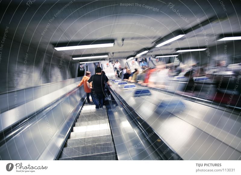 Underground Zoom London Underground Escalator Glide Train station underground railway People stand Wait Dynamics washed woo-woo