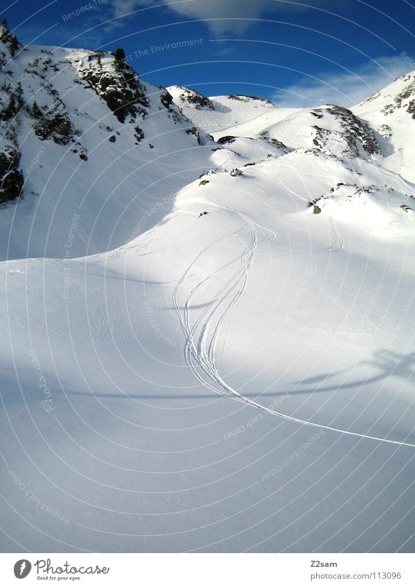 One of the first Austria Winter Snowscape Skiing Snowboarding Clouds Cold White Splendid Few Loneliness Deep snow Ski resort Beautiful Winter sports Mountain