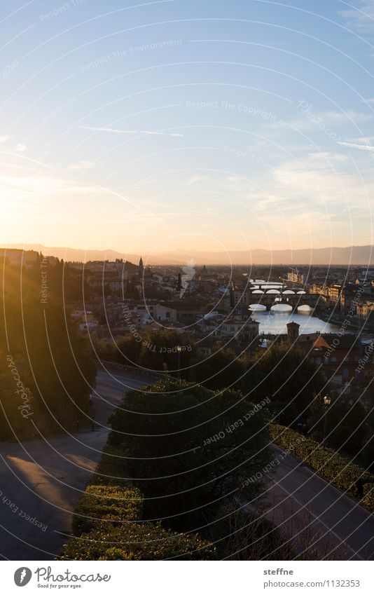 Spring is here Sunrise Sunset Sunlight Florence Tuscany Italy Town Skyline Tourist Attraction Landmark Esthetic Kitsch Beautiful weather Ponte Vecchio