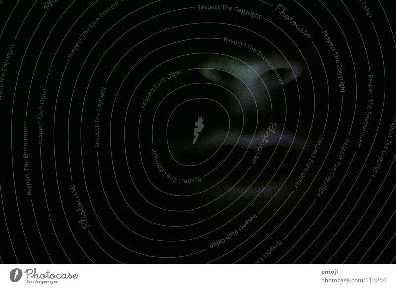 queer Strange Lips Mysterious Dark Ghostly Ghosts & Spectres  Black Silhouette Light Lamp Flashlight Nostril Panic Scare Grainy Hallowe'en Fear Obscure face