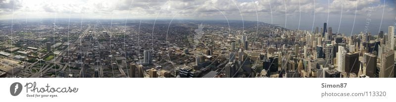 Chicago Skyline Panorama (View) Sears Tower High-rise Bird's-eye view Far-off places Panorama (Format)