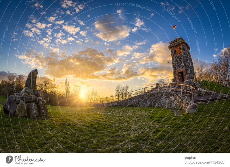 Wartberg Niederndodeleben (Magdeburg) Environment Nature Landscape Sky Clouds Sun Rock Tower Emotions Romance Lower Dode Life Colour photo Multicoloured