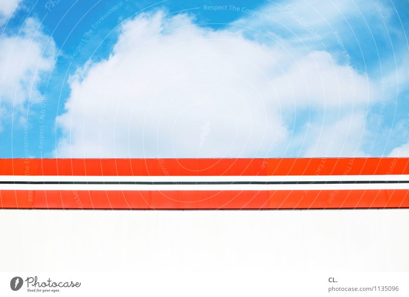 la la la la laaaaaaa Environment Nature Sky Clouds Summer Climate Weather Beautiful weather Building Wall (barrier) Wall (building) Stripe Blue Orange Red White