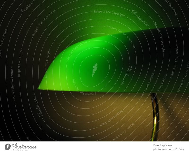 Green light #2 - It's not getting greener! Poker Lamp Desk Work and employment Workplace Gold Cozy Late banker lamp Evening Night Light Shadow