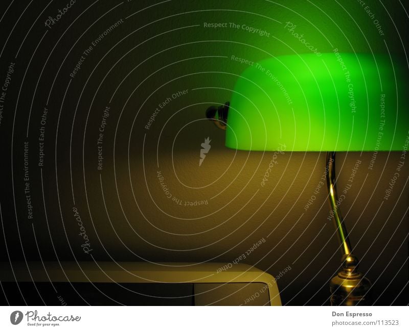 Green light #3 - Now also with printer! Poker Lamp Desk Work and employment Workplace Gold Cozy Late banker lamp Evening Night Light Shadow