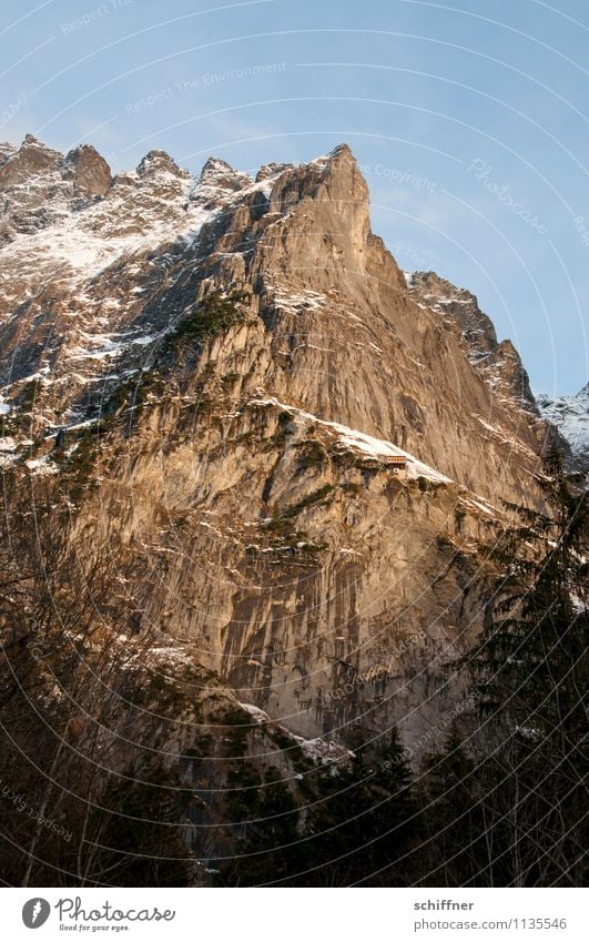 Oh, shock, the depth! Environment Nature Landscape Rock Alps Mountain Peak Snowcapped peak Cold Alpine Bernese Oberland Jungfrau region Schreckhorn