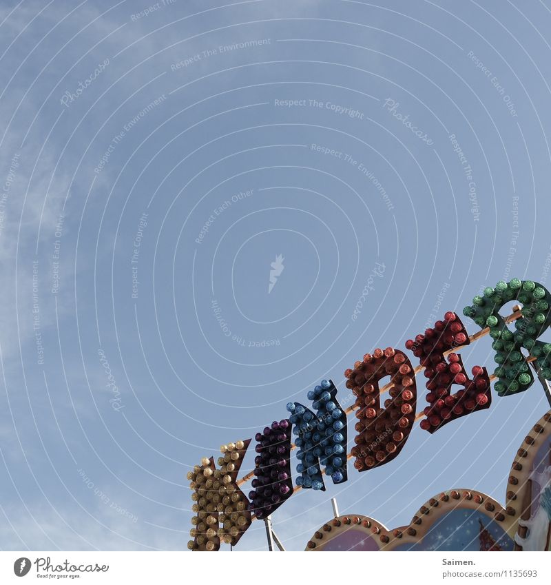 children Sign Characters Longing Fairs & Carnivals Sky Letters (alphabet) Colour photo Exterior shot Copy Space top Copy Space middle