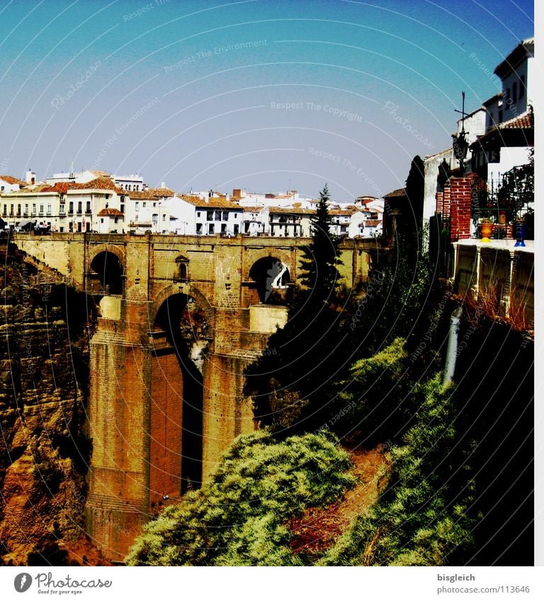 New bridge, Ronda (Spain) Colour photo Exterior shot Day City trip Canyon Europe Town Bridge Tourist Attraction Andalucia Deep Architecture