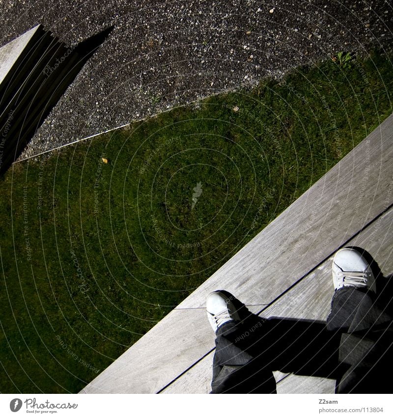 stale IV Stale Stand Trash container Park Meadow Graphic Simple Gravel Pebble Man Footwear White Bushes Green Minimal Style Geometry Bird's-eye view Concrete