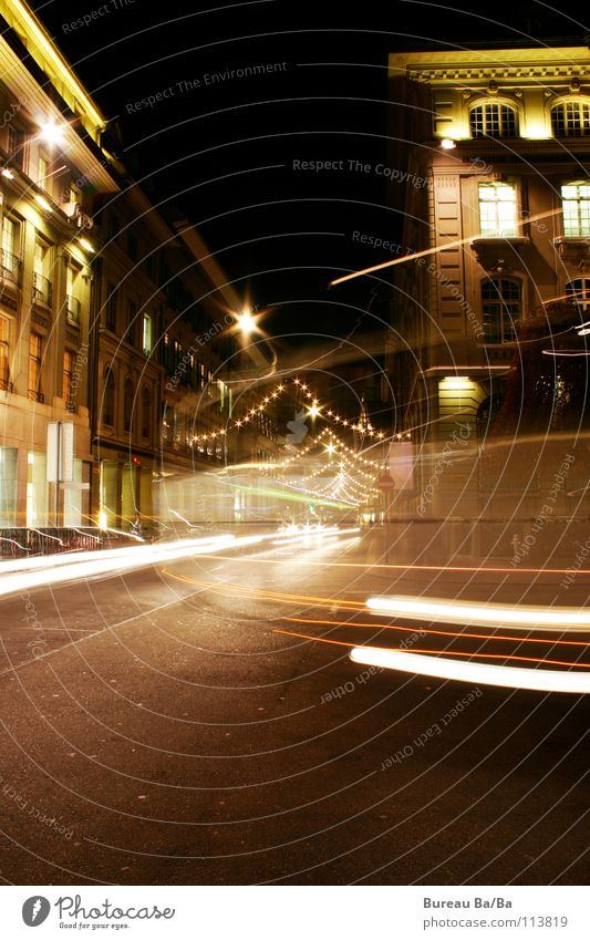 Christmas Berne Switzerland Long exposure Transport Brown White Black Light Traffic infrastructure Canton Bern Capital city Christmas & Advent Star (Symbol) car