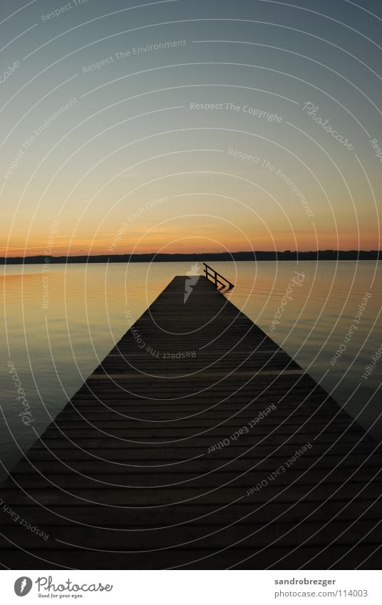 Lake Starnberg like paradise Horizon Sunset Calm footbridge Water Dusk