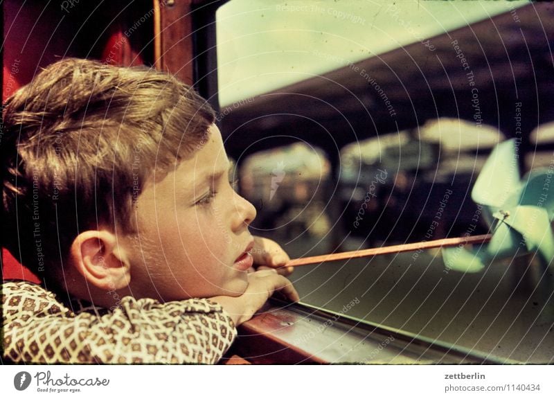 Lutz, Stralsund, 1966 Child Student Face Looking View from a window Vantage point Window Train window Railroad Vacation & Travel Travel photography Ear