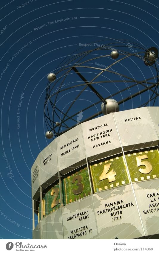 world time clock Alexanderplatz East Soviet zone Berlin World time clock Time Clock Time zones Zone Digits and numbers Planet Landmark Art Meeting point Round