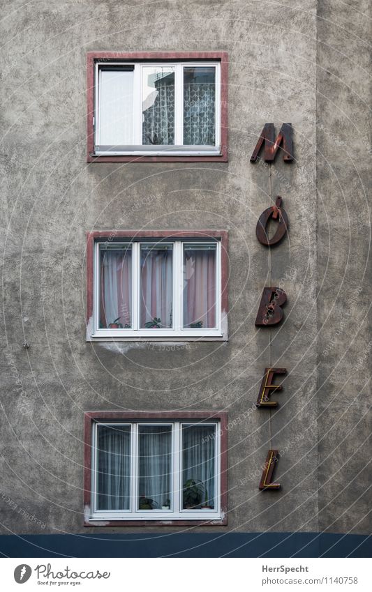 Furniture | House Vienna House (Residential Structure) Building Architecture Wall (barrier) Wall (building) Facade Window Characters Old Gray furniture shop