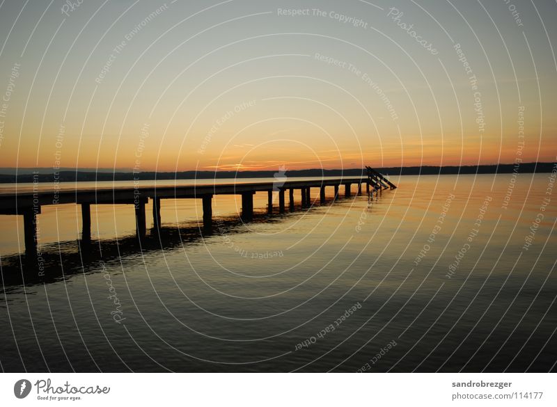 Starnberg Lake like paradise 2 Sunset Horizon Lake Starnberg Infinity Calm footbridge Water Dusk