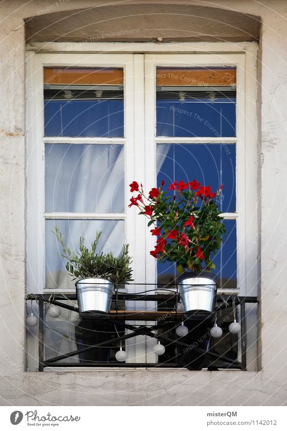 French Windows II Art Esthetic Shutter Window pane Window board View from a window Window transom and mullion Window frame Glazed facade Windowsill Flowerpot