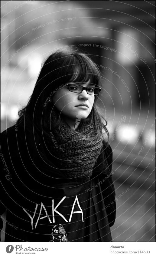 Lost in Prague Portrait photograph Woman bw glass train station autumn french woman Exterior shot