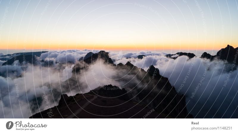 Above the clouds IV Nature Landscape Elements Earth Sky Cloudless sky Clouds Sun Sunrise Sunset Summer Beautiful weather Hill Mountain Pico do Arieiro Peak