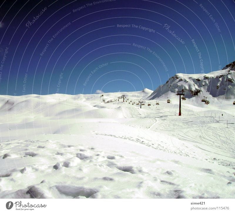 winter dream Chair lift White Cold Switzerland Exterior shot Winter Snow Mountain Sky Blue Freedom