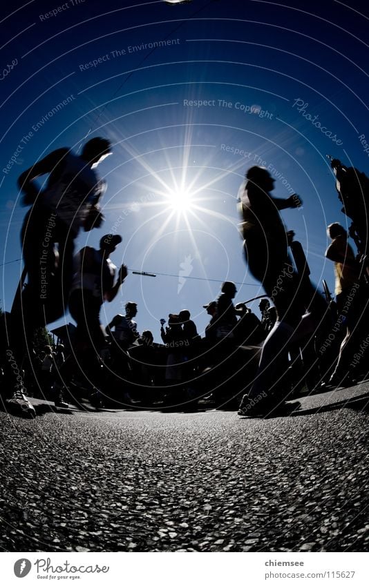 running Jogging Marathon Fisheye Silhouette Back-light Sports Playing Walking