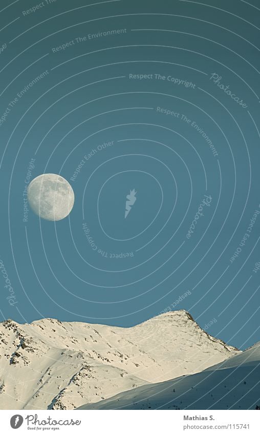 moon Panorama (View) Winter Lake Federal State of Tyrol Austria White Deep snow Cable car Ski lift Skier Tourism Clouds Peak Station Full  moon Half moon Planet