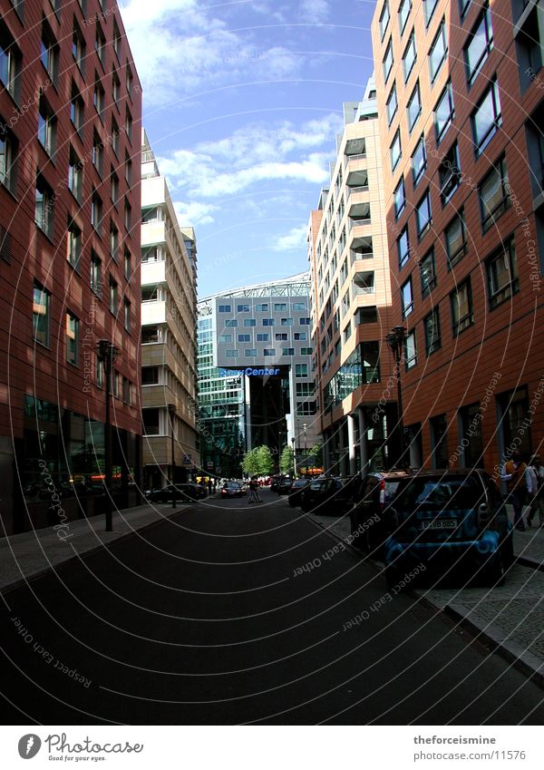 gorge of houses Sony Center Berlin Potsdamer Platz Transport Architecture Street Human being Blue sky