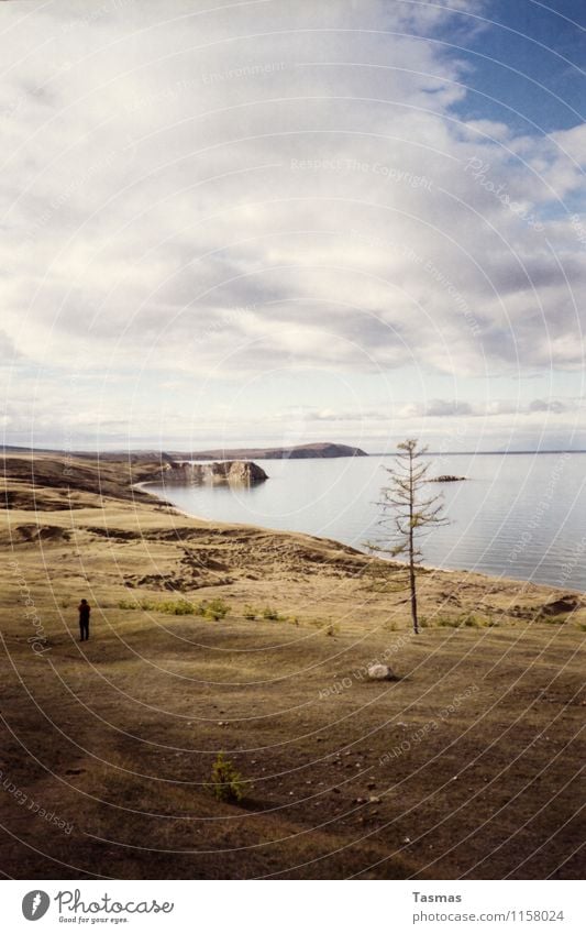 Olkhon Island Human being Masculine Man Adults 1 Landscape Earth Water Clouds Tree Meadow Coast Lakeside Ocean olchon Desert Adventure Russia Light Shadow