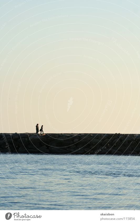 Walk The Line 2 Couple Together Ocean Lake Forwards Going To go for a walk Sunset Moody Trust To talk Long Intensive Calm Love Contentment Communicate Walking