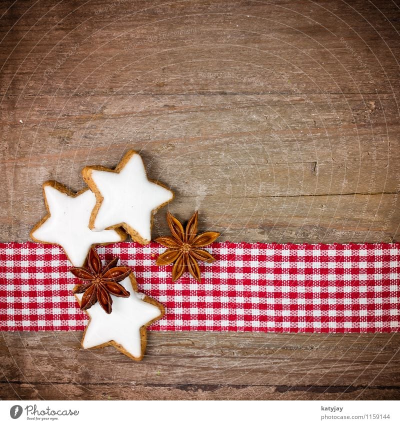 cinnamon stars Star cinnamon biscuit Christmas & Advent Cookie Christmas biscuit Star aniseed Cinnamon Aromatic Card Wood Wooden table December Herbs and spices