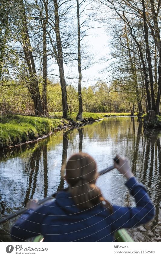 Spree Human being Feminine Head 1 18 - 30 years Youth (Young adults) Adults Adventure Paddling Spreewald Watercraft River Vacation & Travel Nature