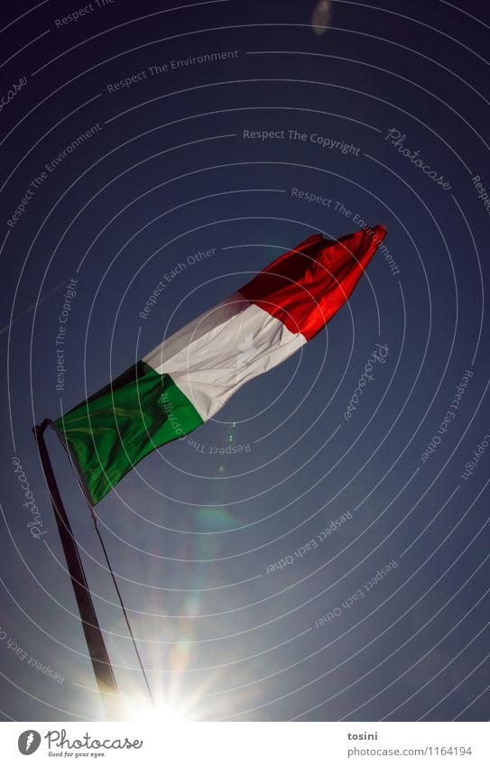 Bella Italia II Sky Green Red White Sign Flag Italy Vacation & Travel Sunlight Sunbeam Europe Summer vacation Wind Blow Cloth Nationalities and ethnicity Pride