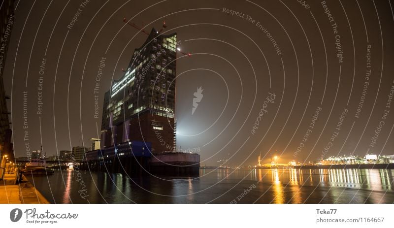 Elbphilharmonie Night III Art Music Listen to music Stage Opera Opera house Hamburg Elbe Philharmonic Hall Town Port City Skyline Facade Tourist Attraction