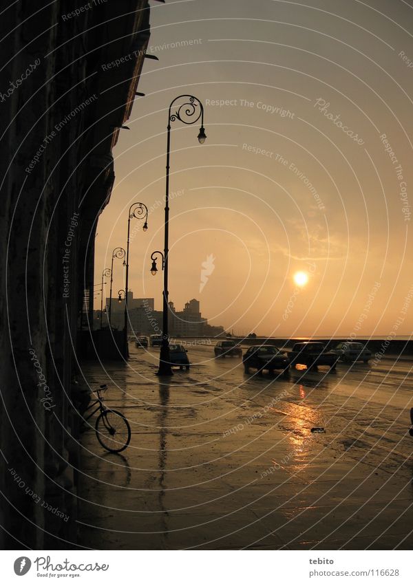 Sunset at Malecón in Havana El Malecón Cuba Historic Rain Car Street Sky