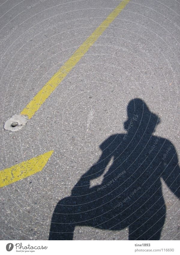 shadow Asphalt Summer Hot Canton Tessin Switzerland Europe Exterior shot Shadow play Street road signs Human being Happy Considerable San Salvatore Mountain Joy