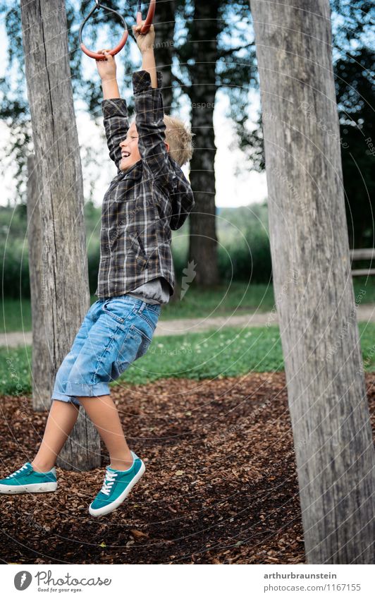 Boy at playground Joy Leisure and hobbies Playing Vacation & Travel Tourism Summer Playground Human being Masculine Child Infancy Life 1 3 - 8 years Nature