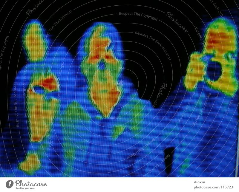 Visualized heat Colour photo Multicoloured Experimental Light Central perspective Portrait photograph Upper body Front view Looking into the camera Forward