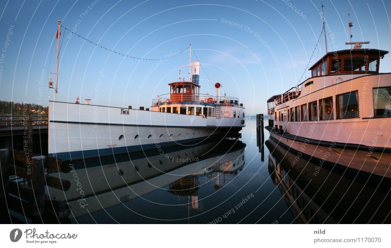 steam bar Tourism Trip Cruise Summer Water Coast Lakeside Navigation Inland navigation Passenger ship Steamer Harbour Elegant Historic Blue Calm Lake Ammer