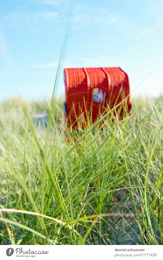 Summer holiday photo Vacation & Travel Tourism Summer vacation Sun Beach Ocean Island Cloudless sky Grass North Sea Bright Blue Green Red Anticipation